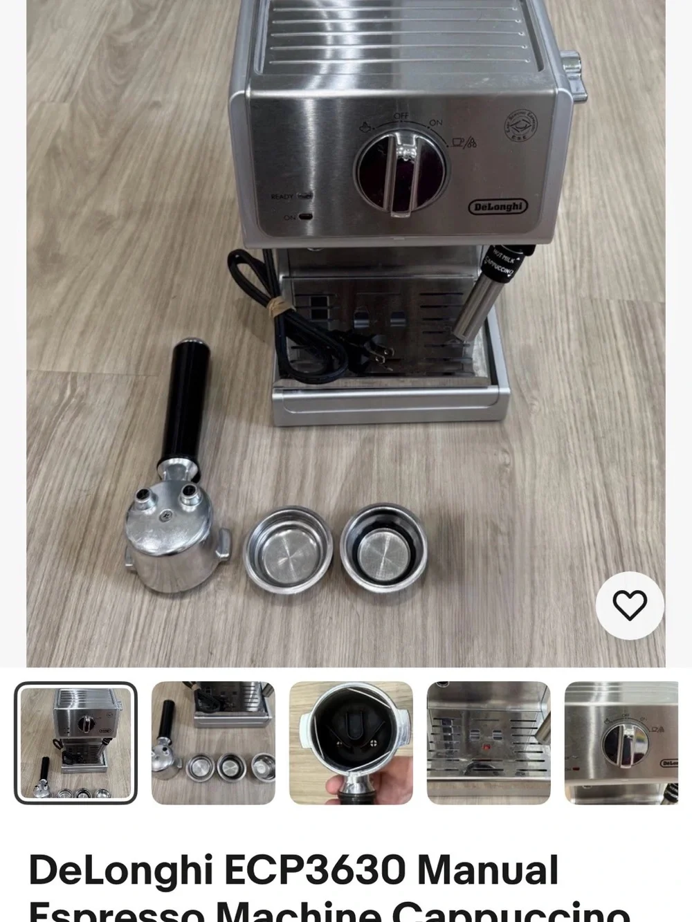 DeLonghi Stainless Steel Espresso , Cappuccino Machine with Portafilter - Silver